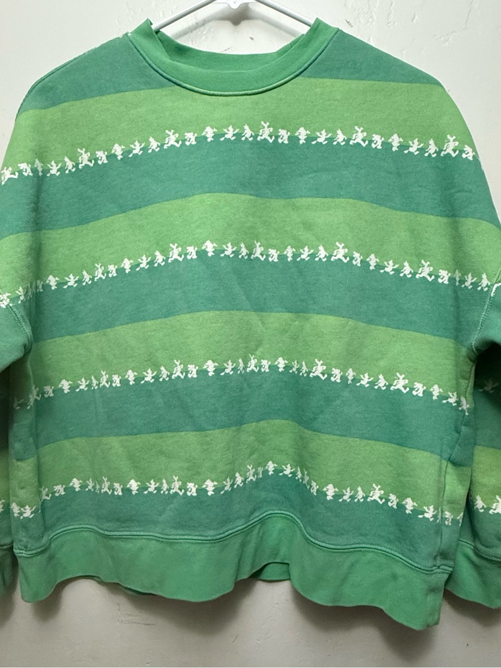 Striped Green Long Sleeve Crewneck Sweatshirt - Women's